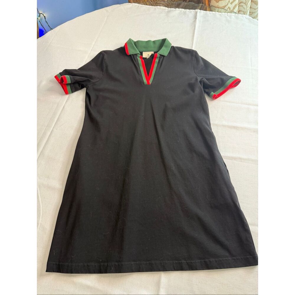 Tuckernuck Black Mini Polo Dress with Green and Red Trim